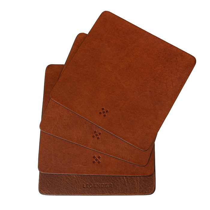 Leather Coaster DRYNK chestnut